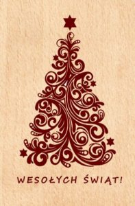 Drewniane ozdoby na Boże Narodzenie - kartka pocztowa